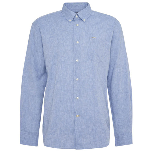 Blue Barbour Mens Nelson Linen Blend Regular Fit Shirt