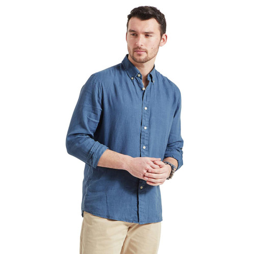 Schoffel Mens Walsingham Linen Shirt French Navy model front