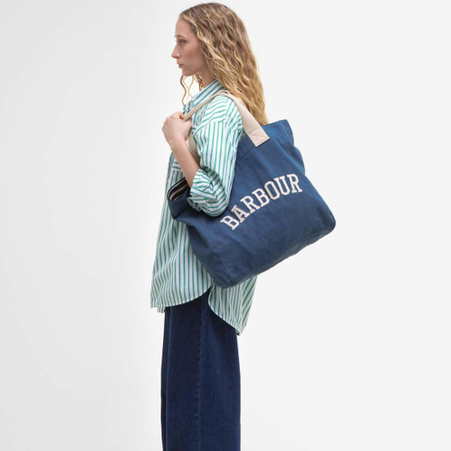 Denim Barbour Womens Emily Denim Tote Bag On Model