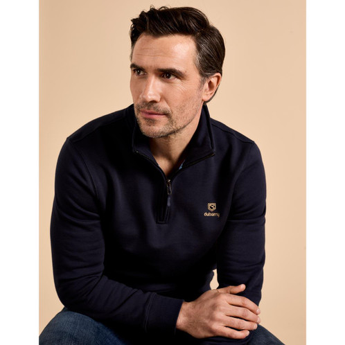 Navy Dubarry Mens Boyce Zip Neck Sweatshirt Lifestyle