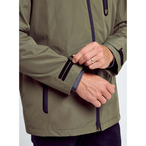Kelp Dubarry Mens Crossbarry Waterproof Jacket On Model Detail Sleeve Detail