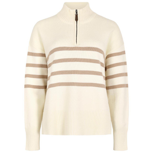 Oyster Dubarry Womens Fonthill Striped Zip Neck Jumper