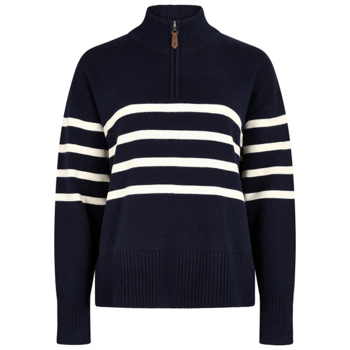Navy Dubarry Womens Fonthill Striped Zip Neck Jumper
