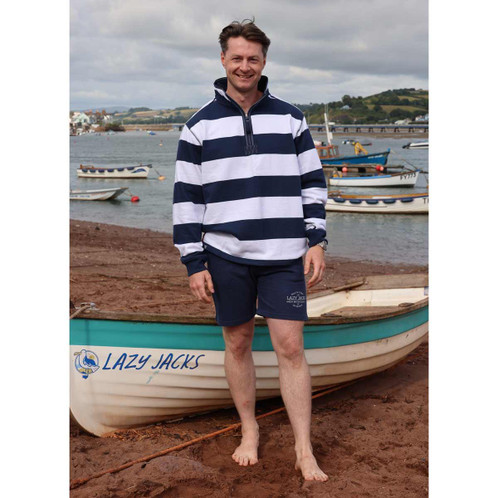 Marine Lazy Jacks Mens LJ39 Striped 1/4 Zip Sweatshirt Lifestyle