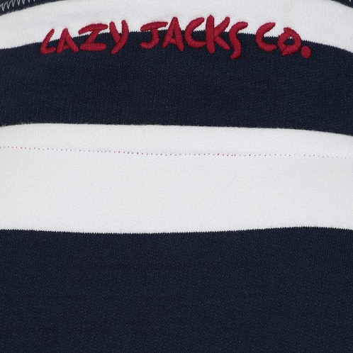 Marine Lazy Jacks Mens LJ39 Striped 1/4 Zip Sweatshirt Neck Detail