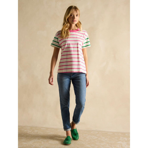 Pink Hotch Potch Joules Womens Ellie Short Sleeve Top On Model