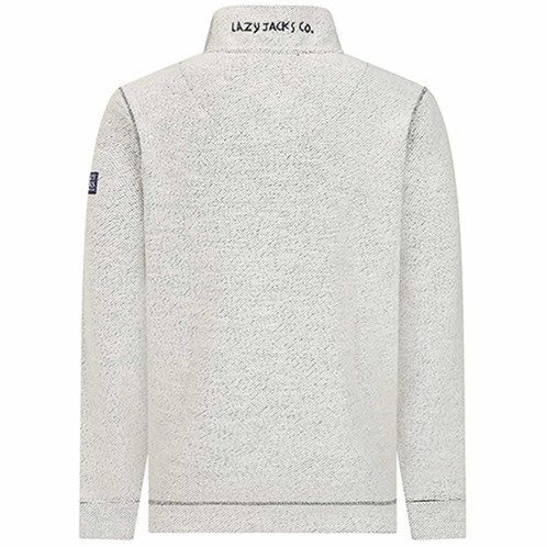 Grey Marl Lazy Jacks Mens LJ703 1/4 Zip Textured Sweatshirt Back