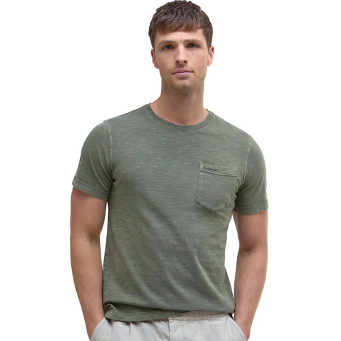Light Moss Barbour Mens Pigment Dyed Slub T-Shirt Front