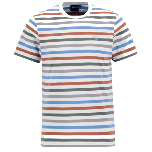 Whisper White Barbour Mens Rokeby Yarn Dye Stripe T Shirt