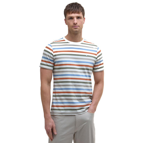 Whisper White Barbour Mens Rokeby Yarn Dye Stripe T Shirt Front