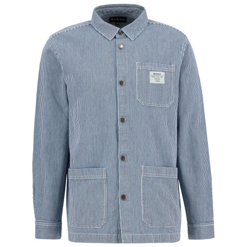 Bleached Blue Barbour Mens Tindale Stripe Overshirt