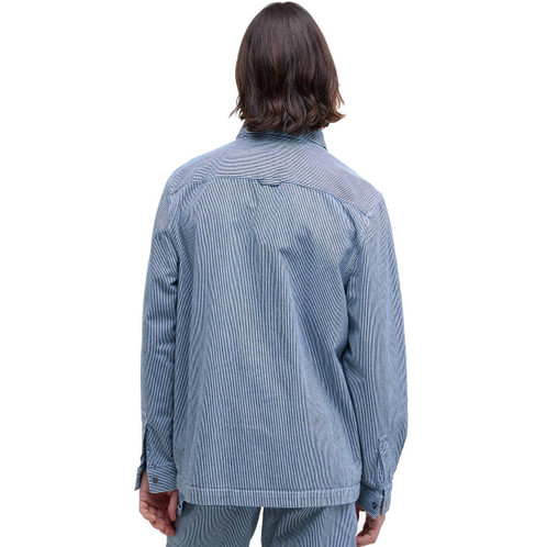 Bleached Blue Barbour Mens Tindale Stripe Overshirt Back