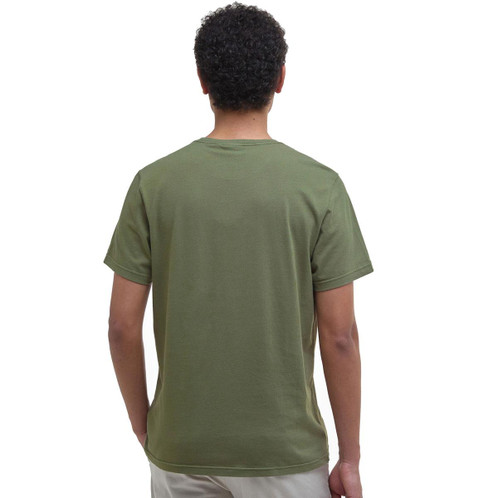 Light Moss Barbour Mens Tortpoint Tartan Logo T-Shirt Back