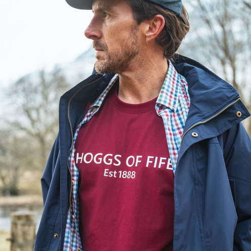 Burgundy Hoggs Of Fife Mens Canonbie Printed T-Shirt Lifestyle 3