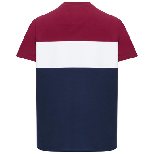 Burgundy/White/Navy Hoggs Of Fife Mens Dalbeattie Colour Block T-Shirt Back
