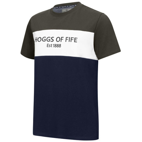 Forest/White/Navy Hoggs Of Fife Mens Dalbeattie Colour Block T-Shirt