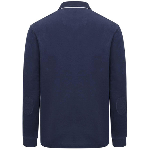 Navy Hoggs Of Fife Mens Moffat Rugby Shirt Back