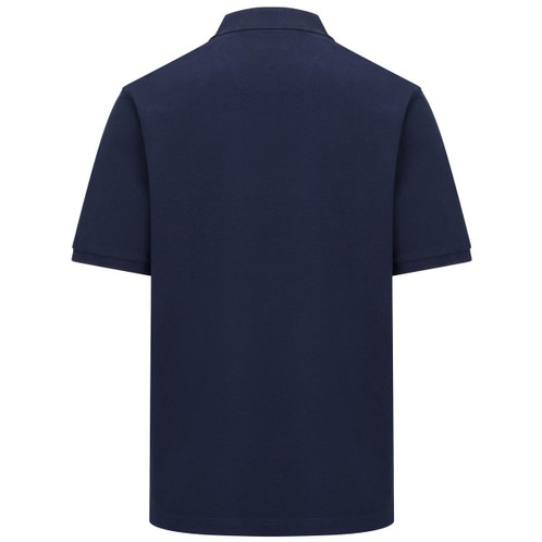 Navy Hoggs Of Fife Mens Stewart Block Pique Polo Shirt Back