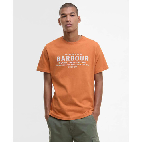 Sunset Haze Barbour Mens Moorside Logo T-Shirt Front