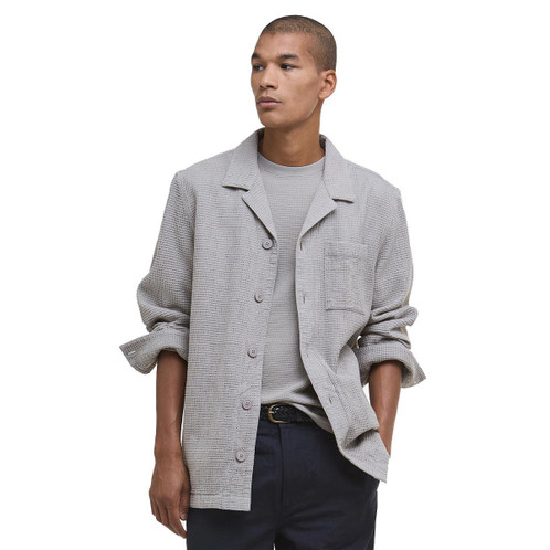 Concrete Barbour Mens Sandwood Waffle Overshirt Front