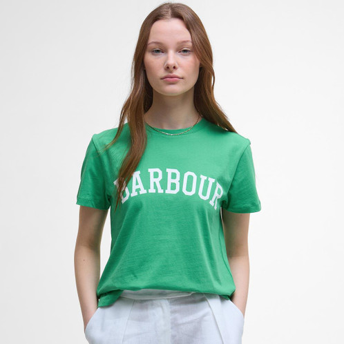 Kelly Green Barbour Womens Bailey T-Shirt On Model