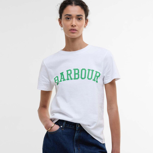 White Barbour Womens Bailey T-Shirt Front