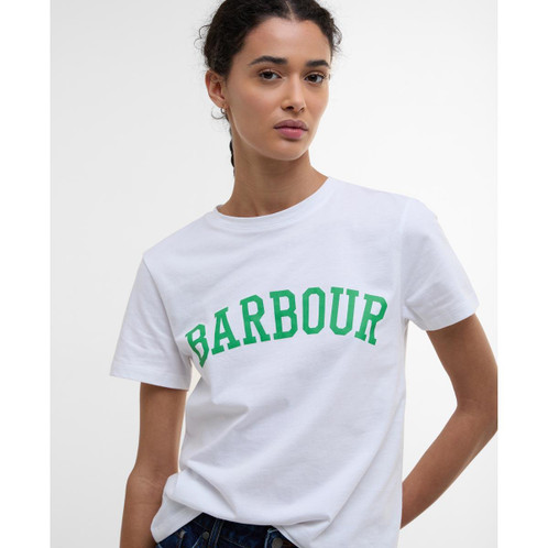 White Barbour Womens Bailey T-Shirt On Model