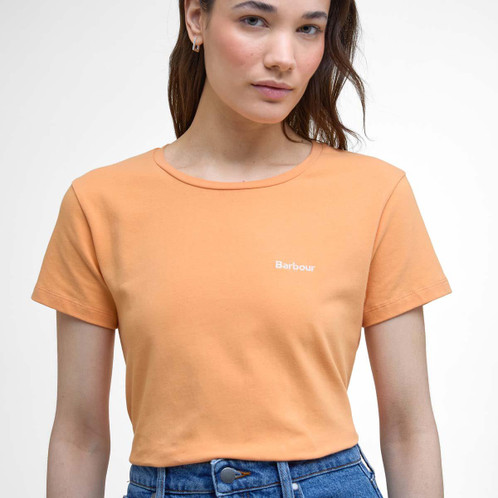Papaya Barbour Womens Saltford T-Shirt On Model