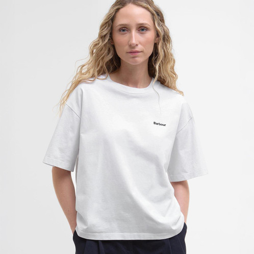 White Barbour Womens Jema Top On Model