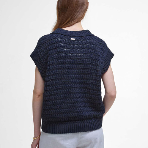 Navy Barbour Womens Melanie Sleeveless Knitted Jumper Back