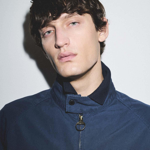 Dark Denim Barbour Mens Royston Cotton Casual Jacket Lifestyle 3