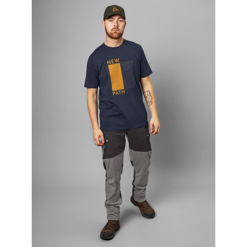 Dark Navy Seeland Mens Path T-Shirt On Model
