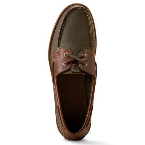 Olive Night Ariat Mens Antigua Deck Shoe Top View