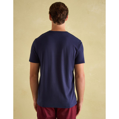 Navy Blue Joules Mens Denton T-Shirt On Model Back