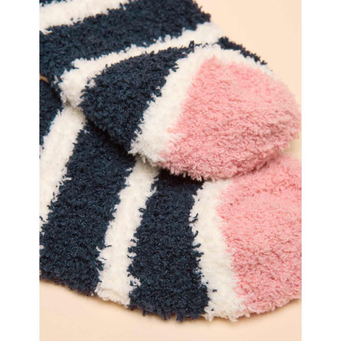 Multi Navy Joules Womens Fluffy Socks Detail