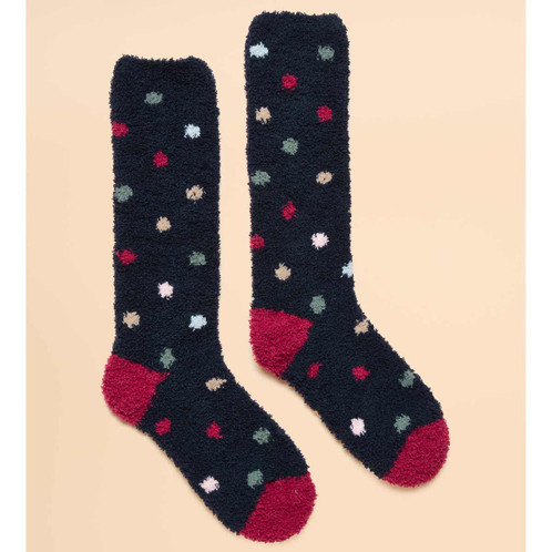 Navy Spot Joules Womens Fluffy Socks