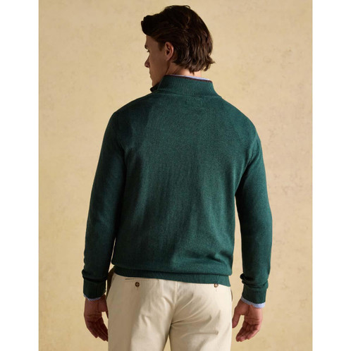 Dark Green Joules Mens Hillside 1/4 Zip Jumper On Model Back