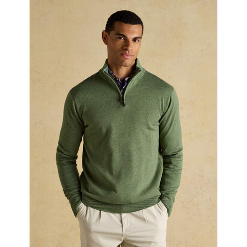 Khaki Joules Mens Hillside 1/4 Zip Jumper On Model