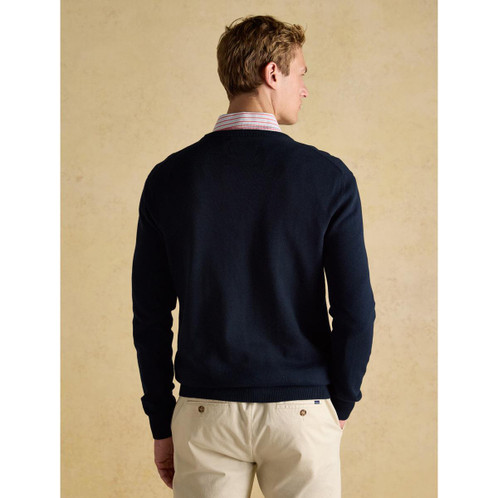 Navy Joules Mens Hillside Crew Neck Jumper On Model Rear
