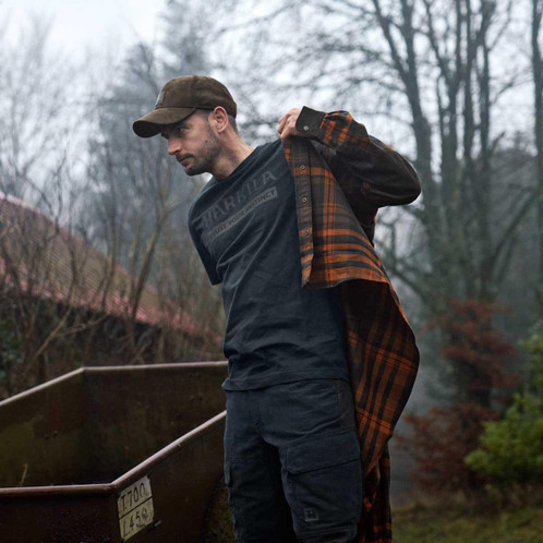 Dark Navy Harkila Mens Logo T-Shirt Lifestyle