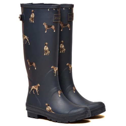Navy Joules Womens Welly Print Tall Wellies