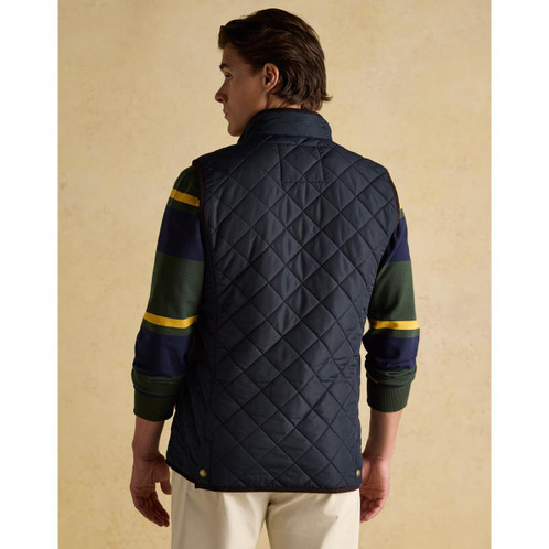 Navy Joules Mens Maynard Quilted Gilet On Model Back