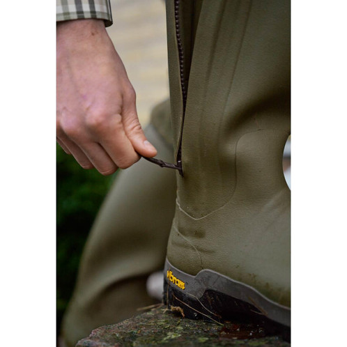 Dark Olive Harkila Mens Forester Zip Rubber Boot Zip Detail