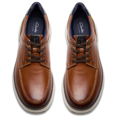 Dark Tan Leather Clarks Mens Mullan Moc Shoe Top View