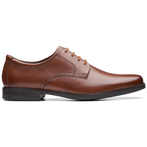 Dark Tan Leather Clarks Mens Howard Walk Shoe Side View