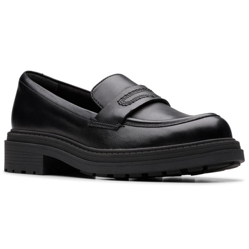 Black Leather Clarks Womens Orinoco3 Edge Loafers