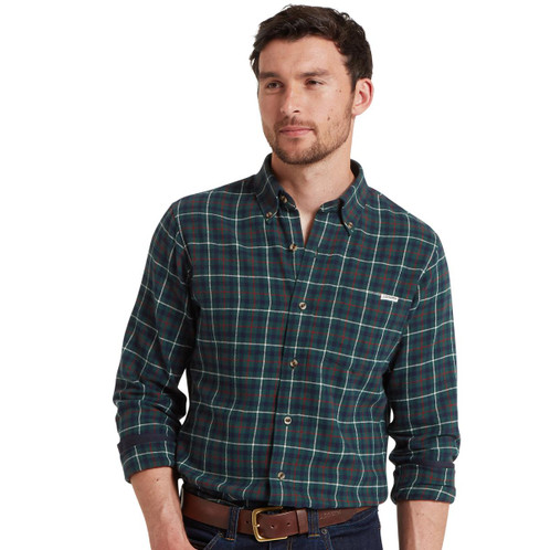 Botanical Green Schoffel Mens Akenham Shirt model front