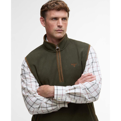 Olive Barbour Mens Harwood Fleece Gilet Front