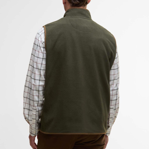 Olive Barbour Mens Harwood Fleece Gilet Back