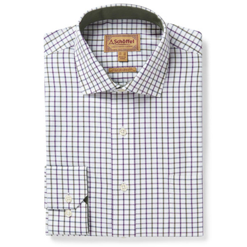 Plum and green Schoffel Mens Milton Tailored Shirt